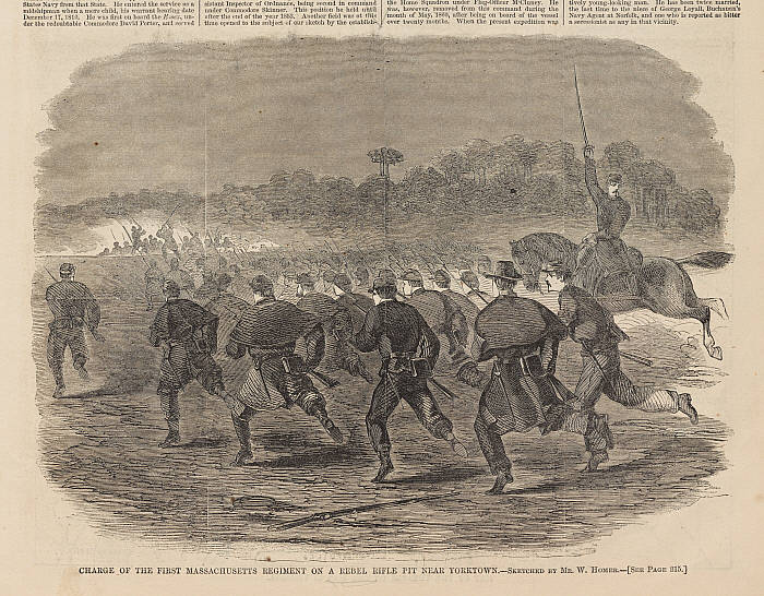 Charge of the First Massachusetts Regiment on a Rebel Rifle Pit near Yorktown Slider Image 2